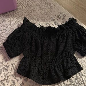 Express eyelet off the shoulder top, size extra small